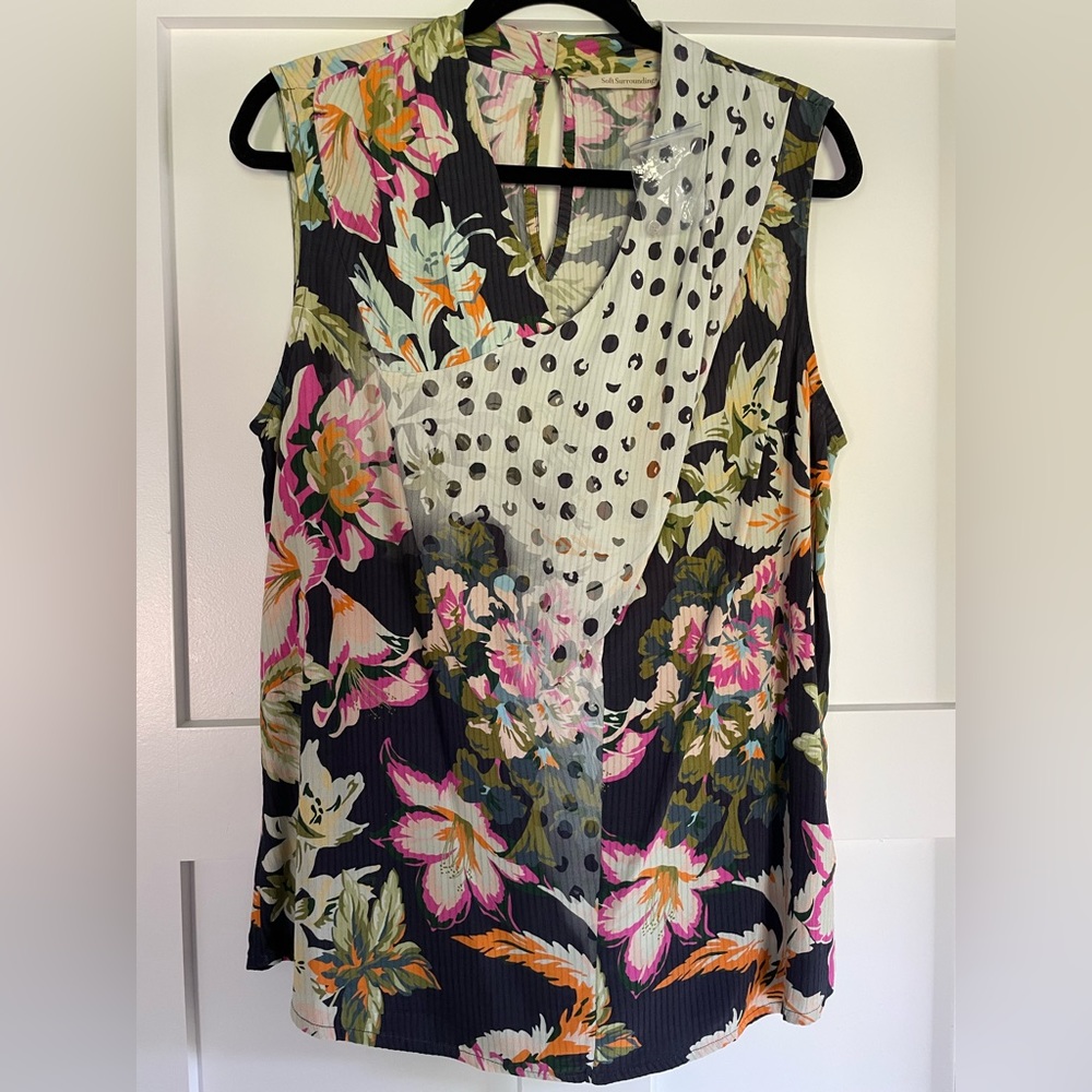 Soft Surroundings Flor De Pluma Sleeveless Blouse Size Medium